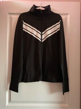 DSG Black Track Jacket with White Chevron Stripes